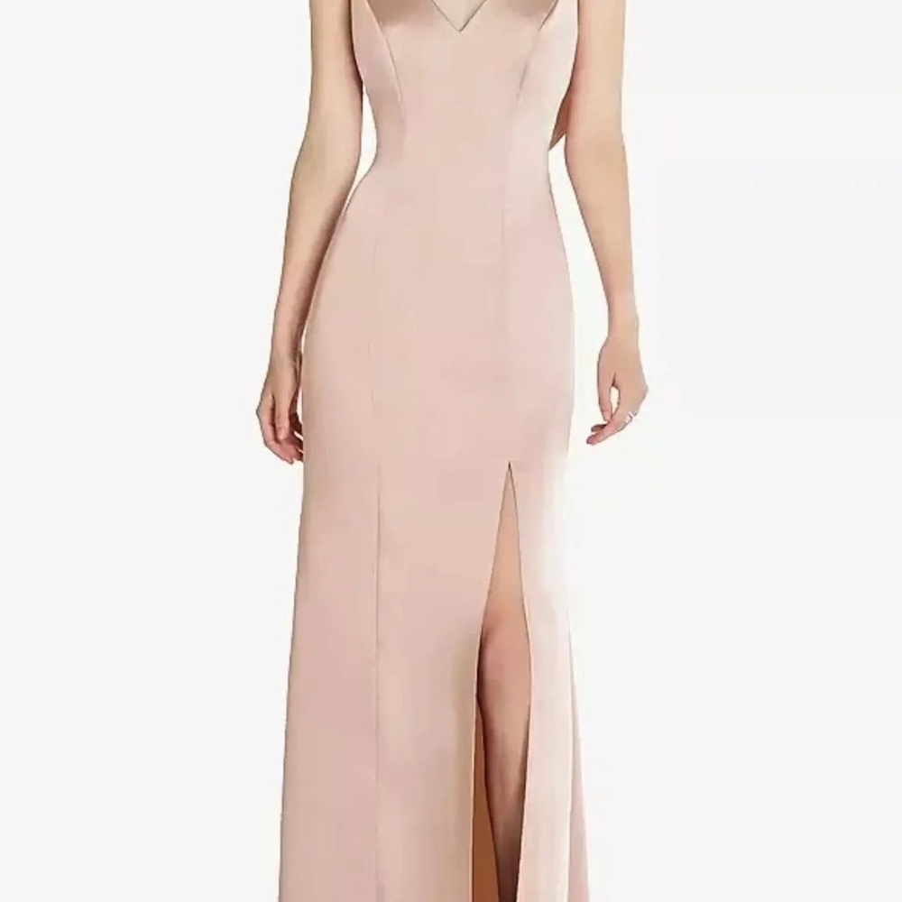 After Six Draped Cowl Back Princess Line Dress / Front Slit Cameo